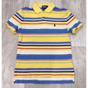 Polo Ralph Lauren Boys S (8) Shirt Multicolor Striped Short Sleeve Pony Colorful